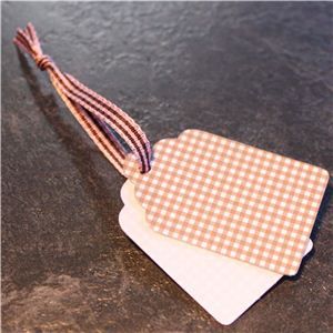 Mini Check Tags - Pink/Brown